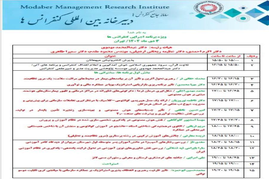 برنامه اجرایی&amp;amp;amp;quot; ویژه برنامه کنفرانس ها&amp;amp;amp;quot; منتشر شد.